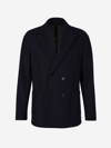 Harris Wharf London Double-breasted Wool Blazer In Blau Nit