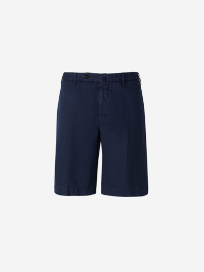 Incotex Cotton And Linen Bermuda Shorts In Navy