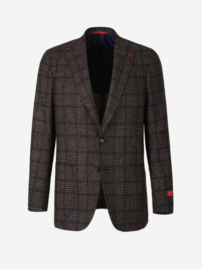 Isaia Domenico Sport Blazer In Brown And Midnight Blue