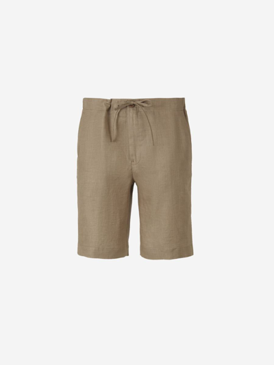 Loro Piana Linen Canvas Bermuda Shorts In Taupe