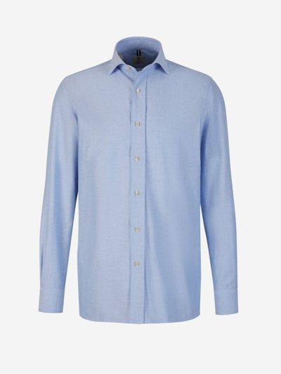 Luigi Borrelli Cotton Oxford Shirt In Blau Cel