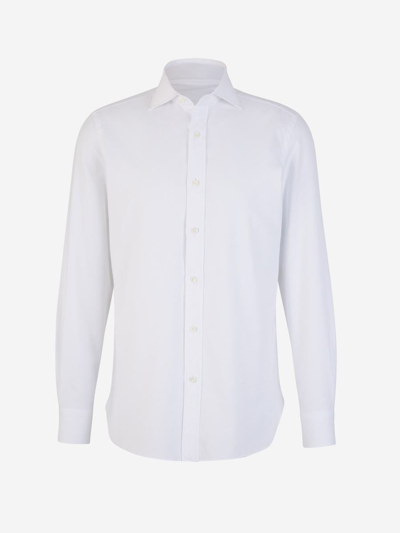 Luigi Borrelli Plain Cotton Shirt In Blanc