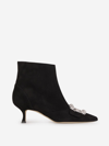 Manolo Blahnik Beylow Crsytal-embellished Ankle Boots In Black