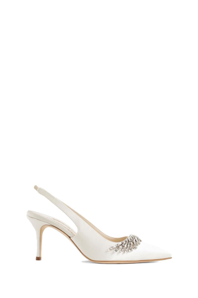 Manolo Blahnik Terala Gala 70 Jewel Slingback Pumps In Cream
