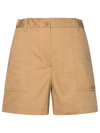 Moncler Cotton-blend Shorts In Beige