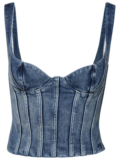 OFF-WHITE OFF-WHITE BLUE COTTON BLEND BUSTIER TOP