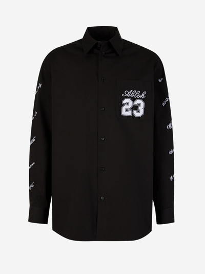 Off-white Embroidered Cotton Shirt In Negre