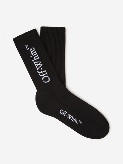 Off-white Logo Cotton Socks In Negre