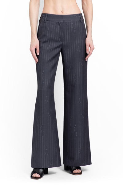 Off-white Pinstripe-pattern Virgin Wool-blend Trousers In Black