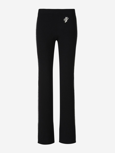 Off-white Outline Knitted Track Pants In Black White