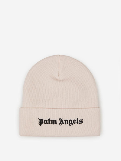 Palm Angels Logo Embroidered Knit Beanie In Beix