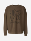 Palm Angels Monogram Crewneck Sweatshirt In Brown And Black