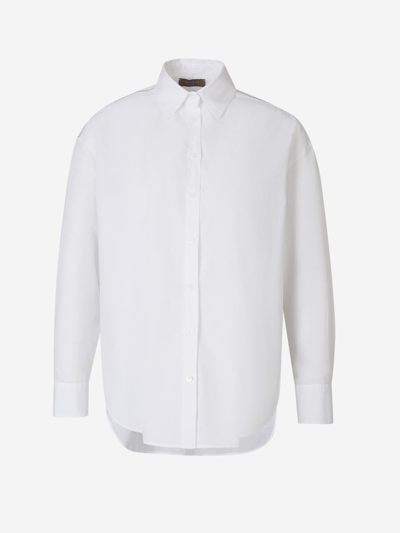 Peserico Pleats Cotton Shirt In Blanc