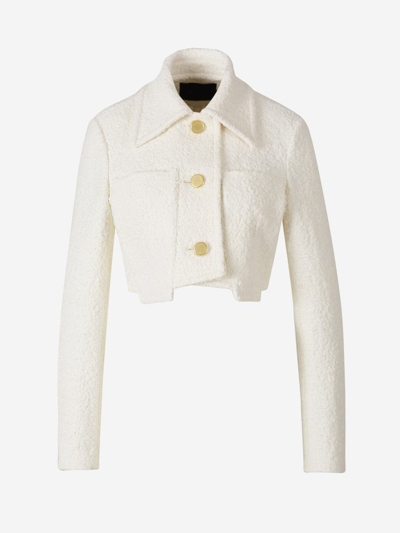 Proenza Schouler Tweed Cropped Buttoned Jacket In Ivory
