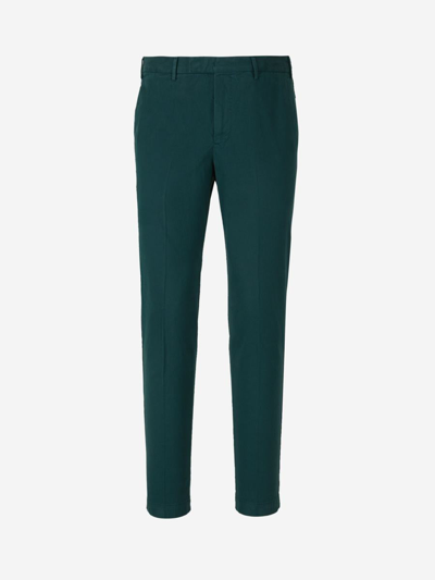 Pt01 Cotton Formal Trousers In Dark Green