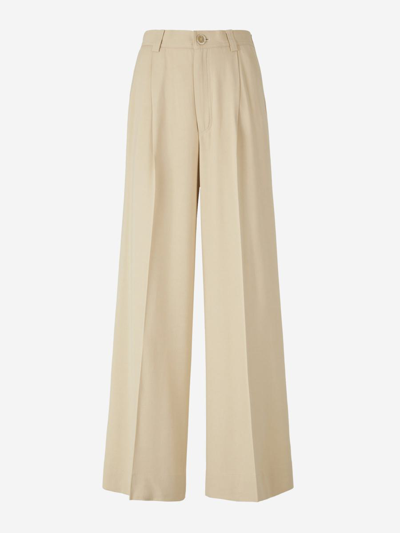 Rodebjer Wide Pleated Pants In Beige