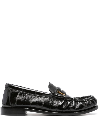 Saint Laurent Le Loafer Leather Slippers In Black