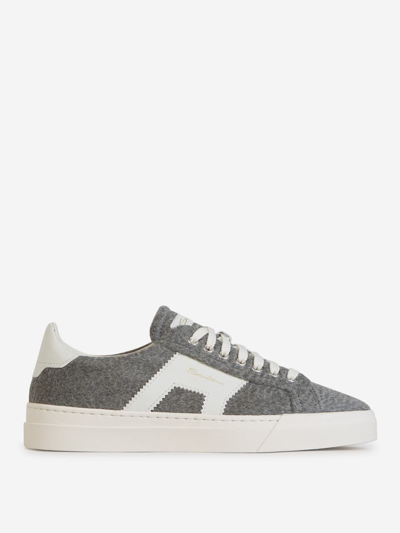 Santoni Double Buckle Brushed-finish Sneakers In Gris Carbó