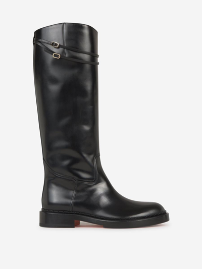 Santoni Leather Boots In Negre