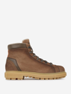 Santoni Lace-up Leather Ankle Boots In Marró