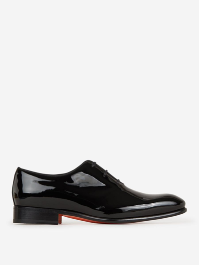 Santoni Patent Leather Oxford Shoes In Black
