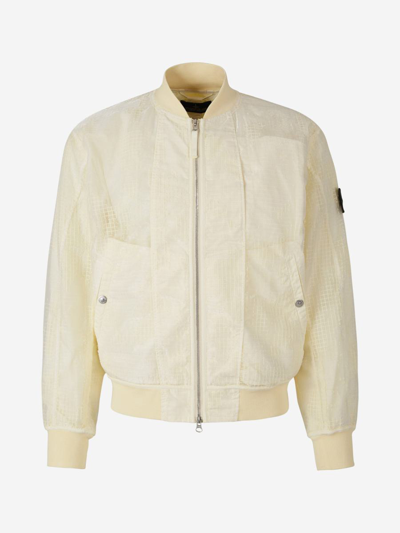 Stone Island Shadow Project Zipped Bomber Jacket In Butter