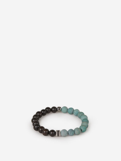 Tateossian Natural Wood Bracelet In Turquoise Green