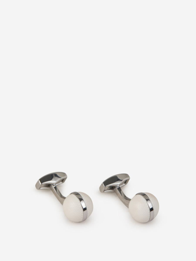 Tateossian Textured Round Cufflinks In White