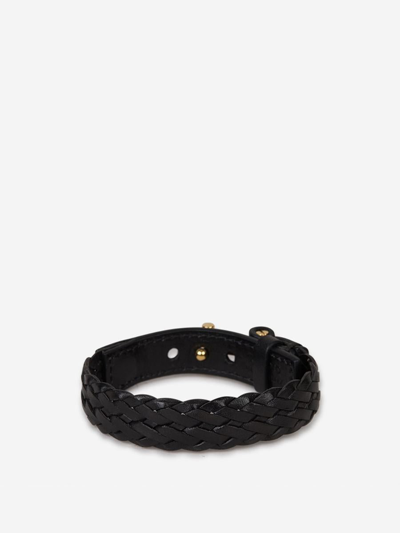 Tom Ford Braided Leather Bracelet In Black