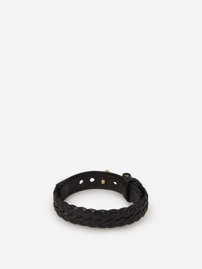 Tom Ford Braided Leather Bracelet In Black