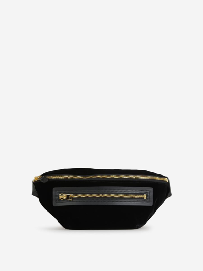 Tom Ford Contrast Velvet Belt Bag In Black