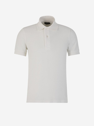 Tom Ford Cotton Knit Polo In Blanc