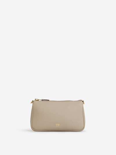 Tom Ford Leather Chain Bag In Taupe