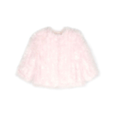 Yves Salomon Straight-hem Feather Jacket In Pink