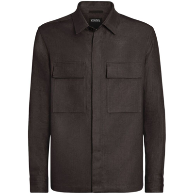 Zegna Shirts In Brown