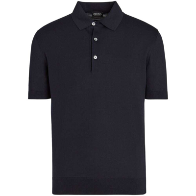 Zegna Basic Short-sleeved Polo Shirt In Blue