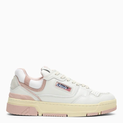 AUTRY WHITE/PINK LEATHER AND SUEDE CLC TRAINER