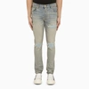 AMIRI ANTIQUE INDIGO SLIM JEANS WITH RIPS