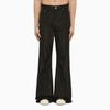 RICK OWENS BLACK COTTON FLARED TROUSERS