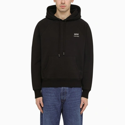 AMI ALEXANDRE MATTIUSSI AMI PARIS | BLACK LOGOED HOODIE