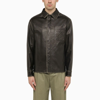 LOEWE BLACK NAPPA SHIRT-JACKET WITH ANAGRAM