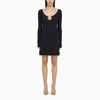 Jacquemus Womens Black Logo-plaque Slim-fit Knitted Mini Dress In Blue