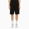 Stone Island Black Cotton Bermuda Shorts In Black