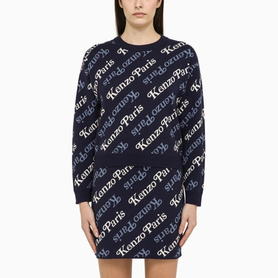 KENZO MIDNIGHT BLUE COTTON AND WOOL SWEATER
