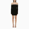 DAVID KOMA DAVID KOMA | BLACK VISCOSE MINI DRESS WITH CRYSTALS