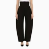 ALAÏA BLACK WOOL-BLEND ROUNDED CORSET TROUSERS