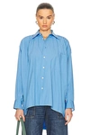 Bottega Veneta Oversized Gathered Cotton-blend Shirt In Admiral