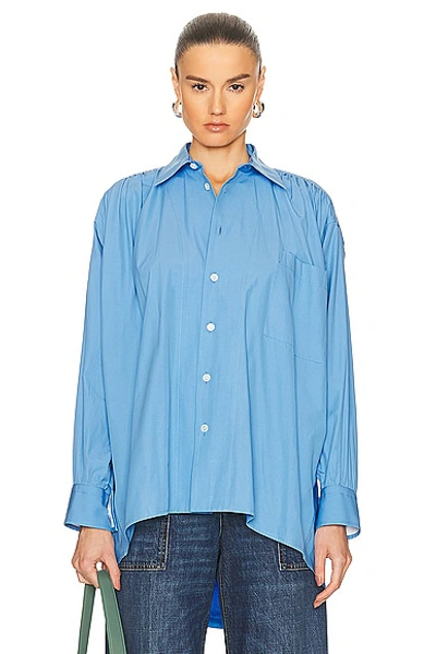 Bottega Veneta Compact Cotton Blend Shirt In Blue