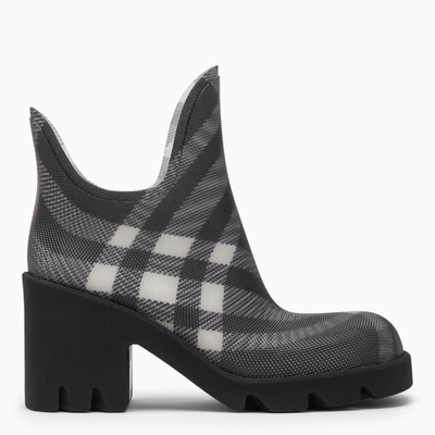 BURBERRY BURBERRY | MARSH BLACK RUBBER ANKLE BOOTS WITH CHECK PATTERN
