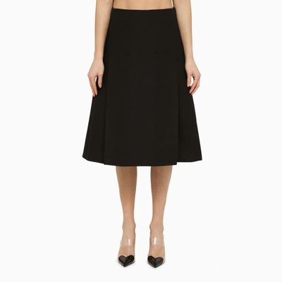 Marni Black Cotton Flared Midi Skirt